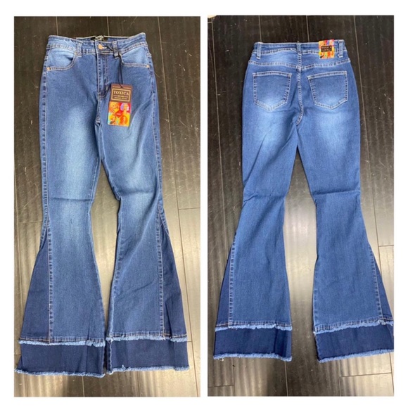 NEW JUST IN! Boho Wide Leg Flare Jeans - Picture 3 of 3